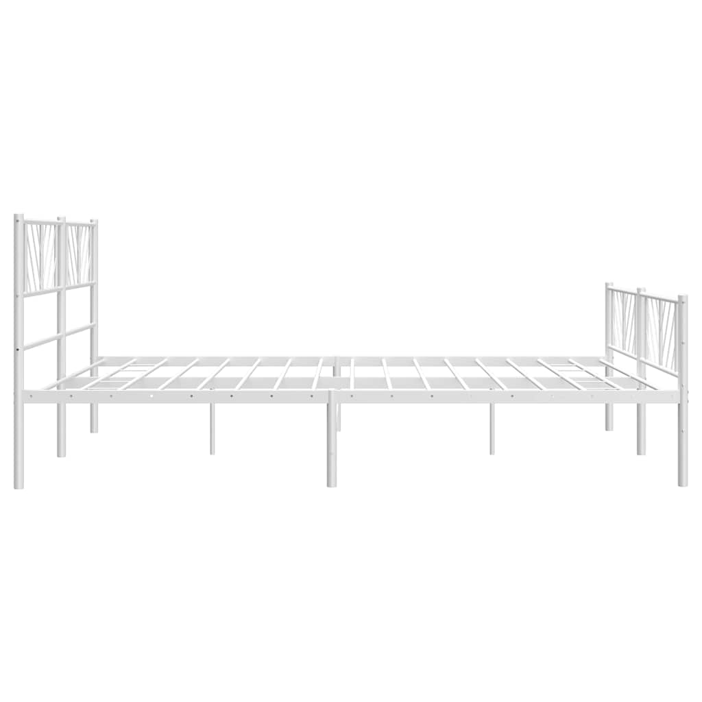 Cadre de lit métal sans matelas et pied de lit blanc 193x203 cm - XIOS