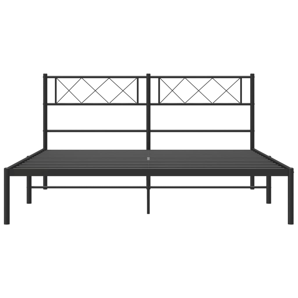 Cadre de lit métal sans matelas avec tête de lit noir 120x190cm - XIOS