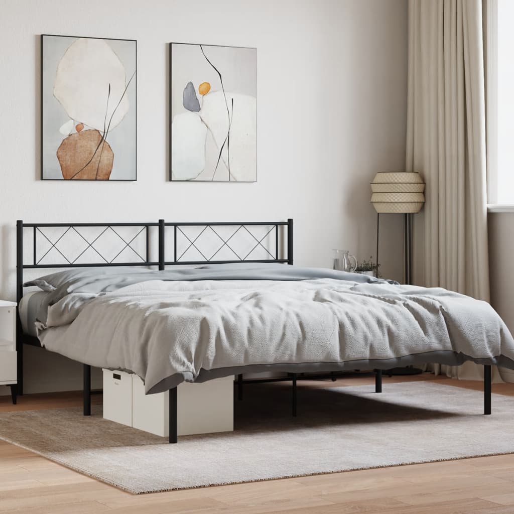 Cadre de lit métal sans matelas avec tête de lit noir 120x190cm - XIOS