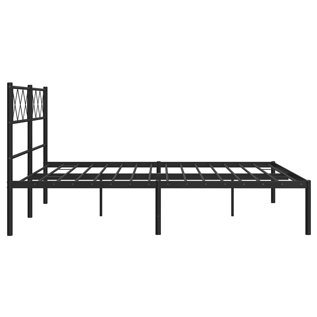 Cadre de lit métal sans matelas avec tête de lit noir 135x190cm - XIOS