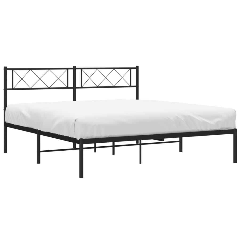 Cadre de lit métal sans matelas avec tête de lit noir 140x190cm - XIOS