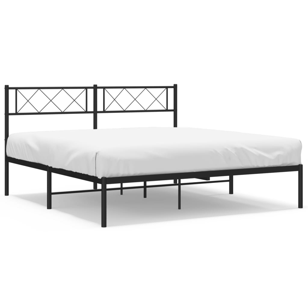 Cadre de lit métal sans matelas avec tête de lit noir 140x200cm - XIOS
