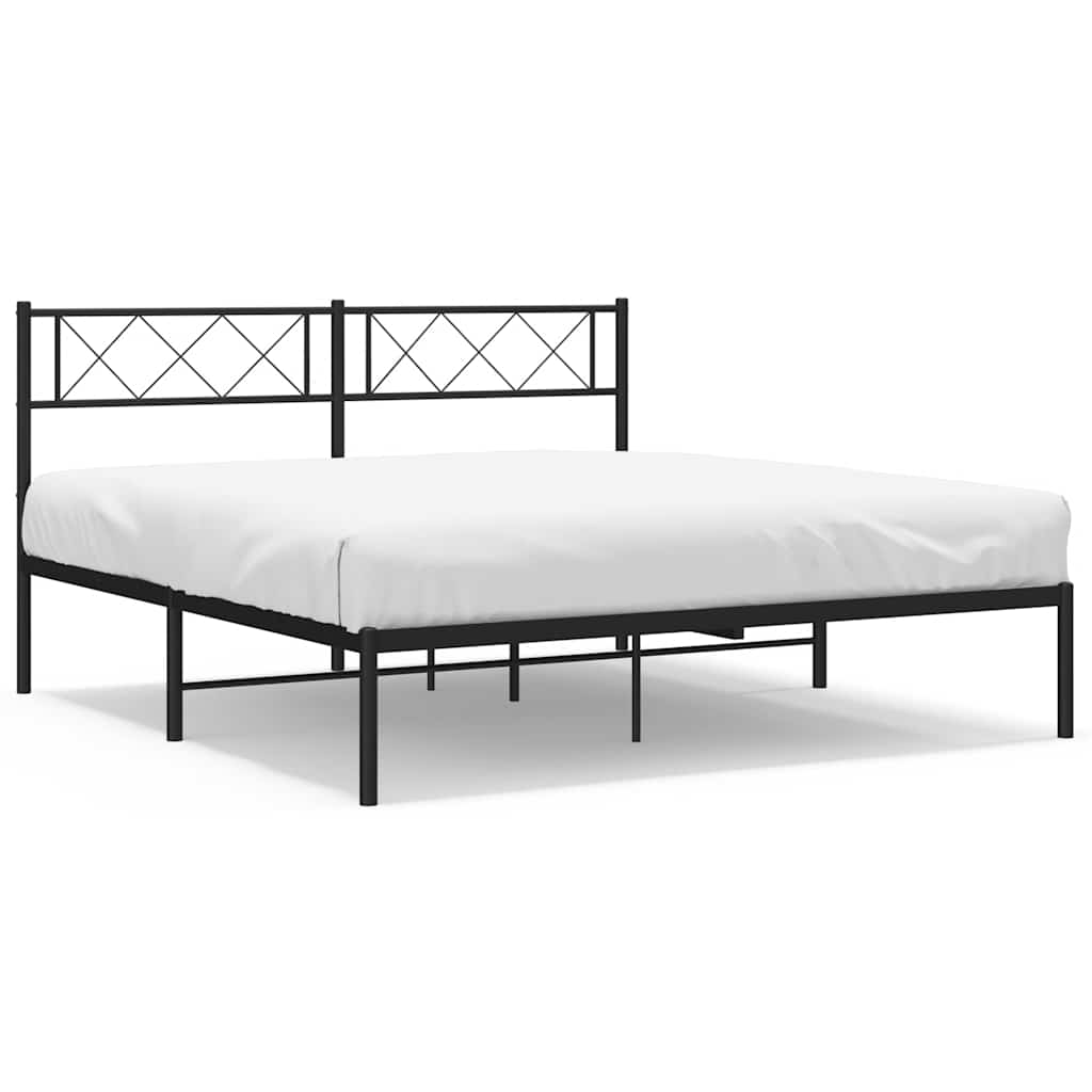 Cadre de lit métal sans matelas avec tête de lit noir 150x200cm - XIOS