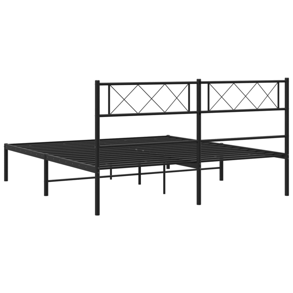 Cadre de lit métal sans matelas et tête de lit noir 160x200 cm - XIOS