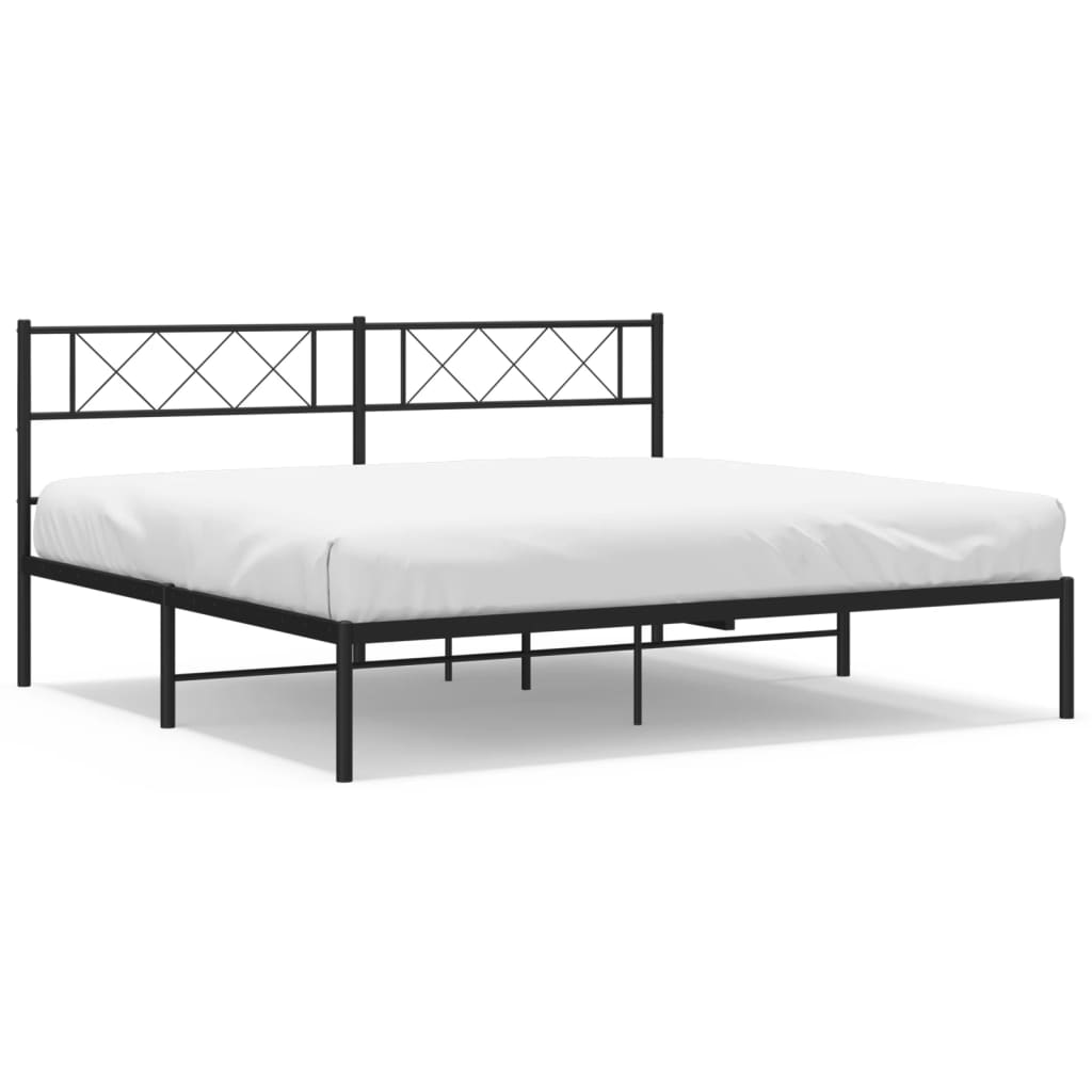 Cadre de lit métal sans matelas et tête de lit noir 180x200 cm - XIOS