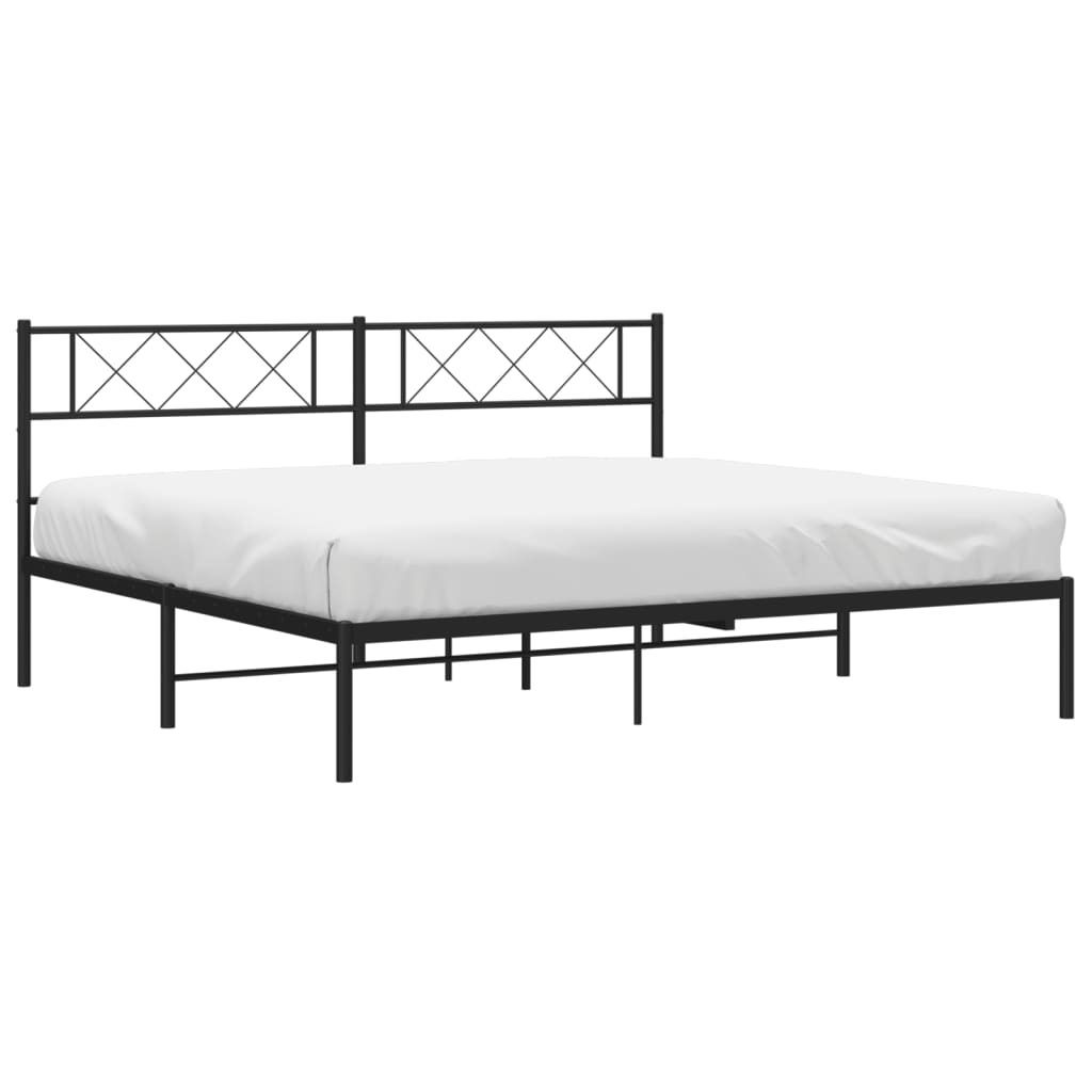 Cadre de lit métal sans matelas et tête de lit noir 180x200 cm - XIOS