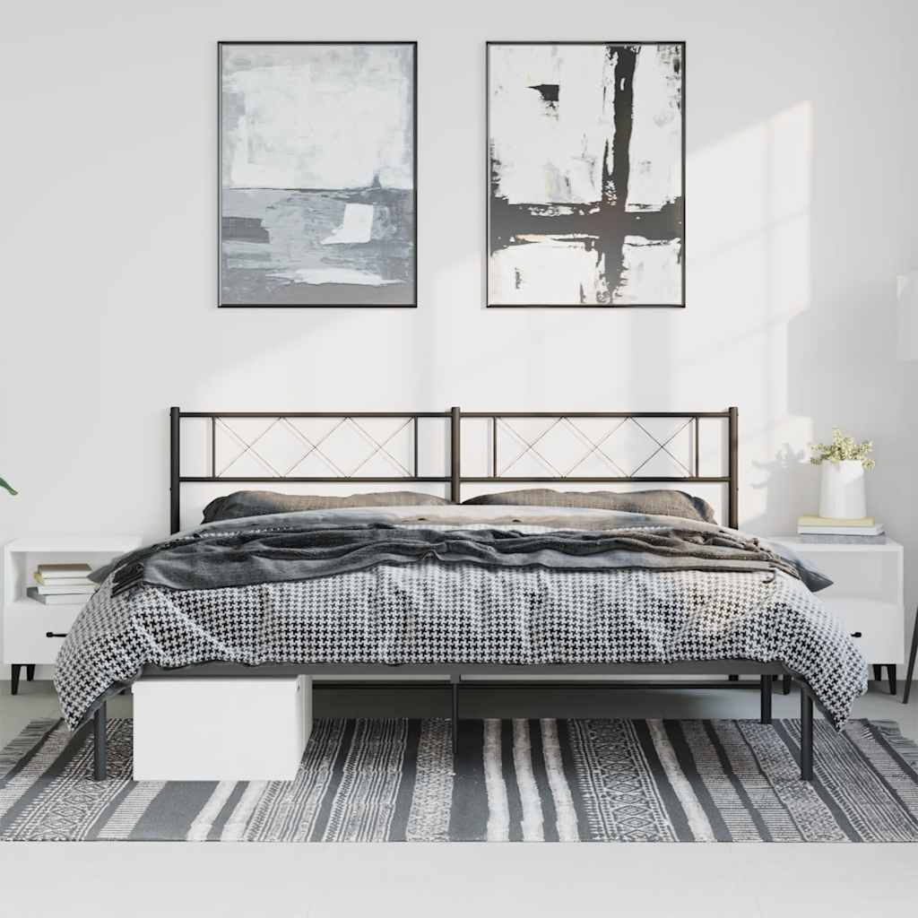 Cadre de lit métal sans matelas avec tête de lit noir 183x213cm - XIOS
