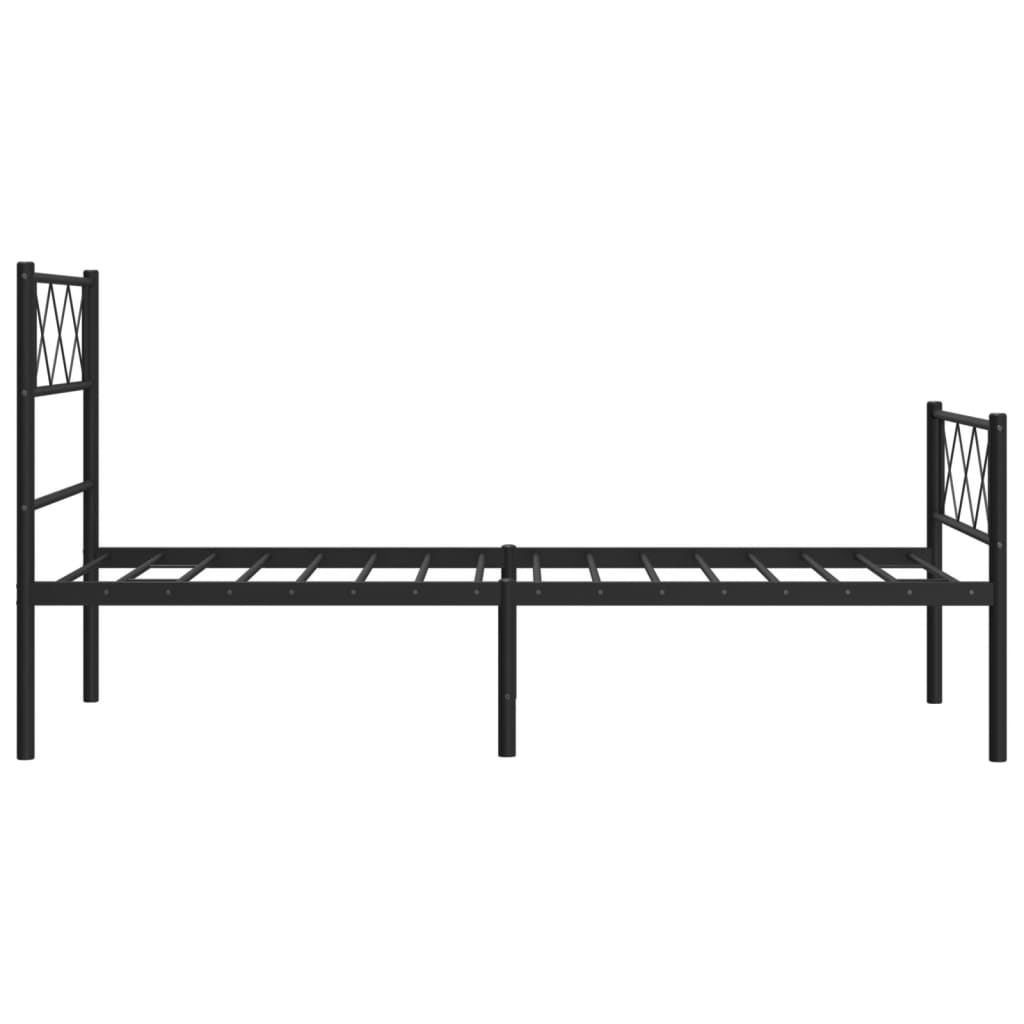 Cadre de lit métal sans matelas avec pied de lit noir 107x203cm - XIOS