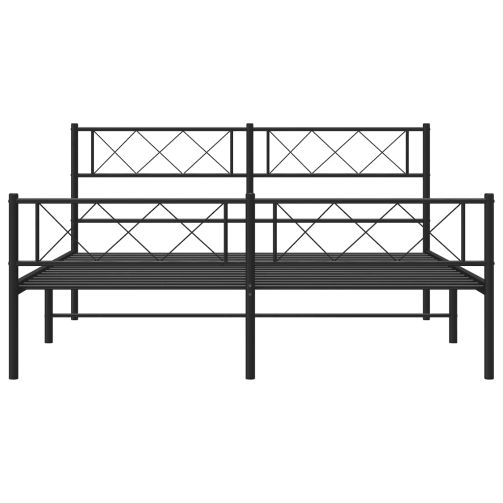 Cadre de lit métal sans matelas avec pied de lit noir 120x200cm - XIOS