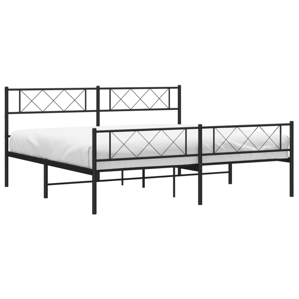 Cadre de lit métal sans matelas avec pied de lit noir 180x200cm - XIOS