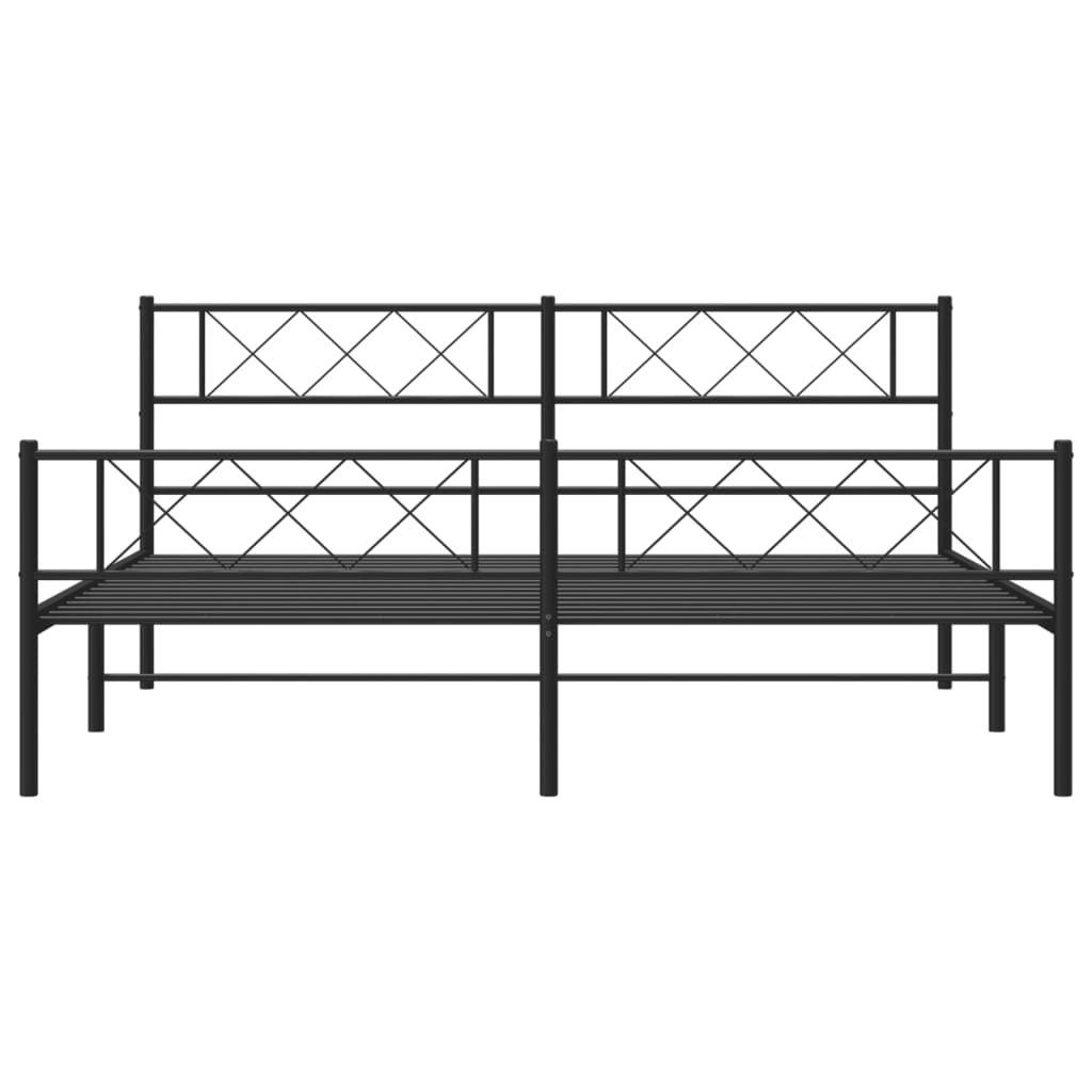 Cadre de lit métal sans matelas avec pied de lit noir 180x200cm - XIOS
