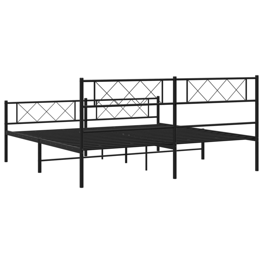 Cadre de lit métal sans matelas avec pied de lit noir 180x200cm - XIOS