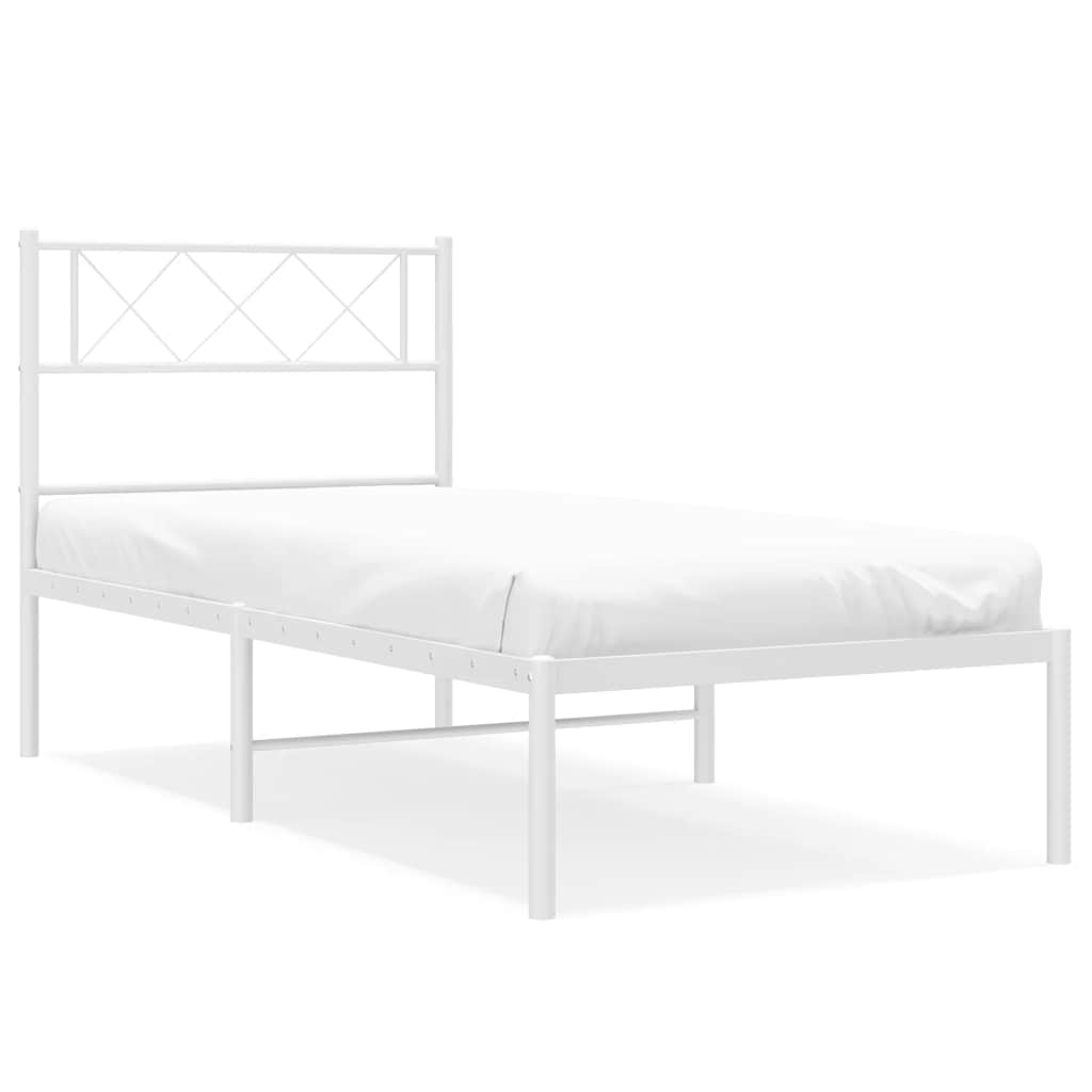 Cadre de lit métal sans matelas et tête de lit blanc 100x190 cm - XIOS