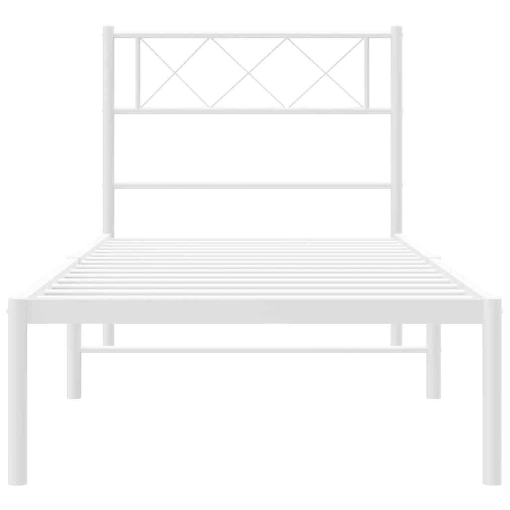 Cadre de lit métal sans matelas et tête de lit blanc 100x190 cm - XIOS