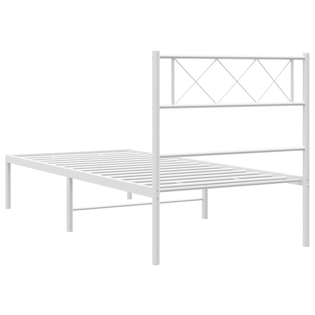 Cadre de lit métal sans matelas et tête de lit blanc 100x200 cm - XIOS