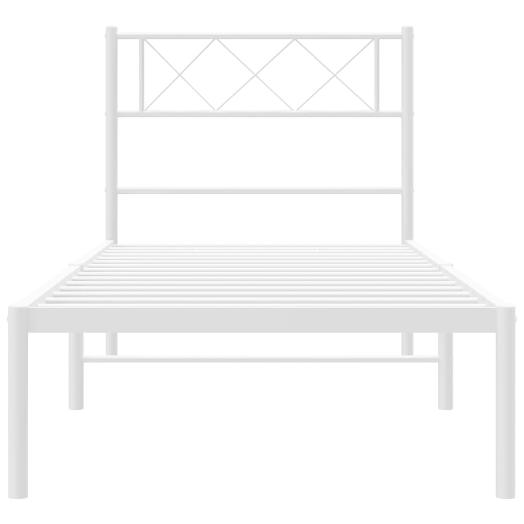 Cadre de lit métal sans matelas et tête de lit blanc 107x203 cm - XIOS