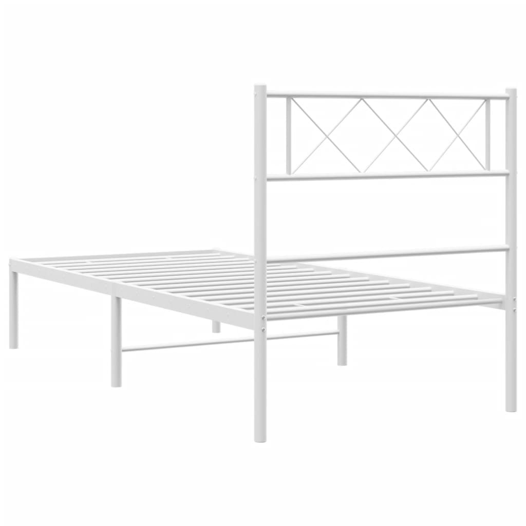 Cadre de lit métal sans matelas et tête de lit blanc 107x203 cm - XIOS