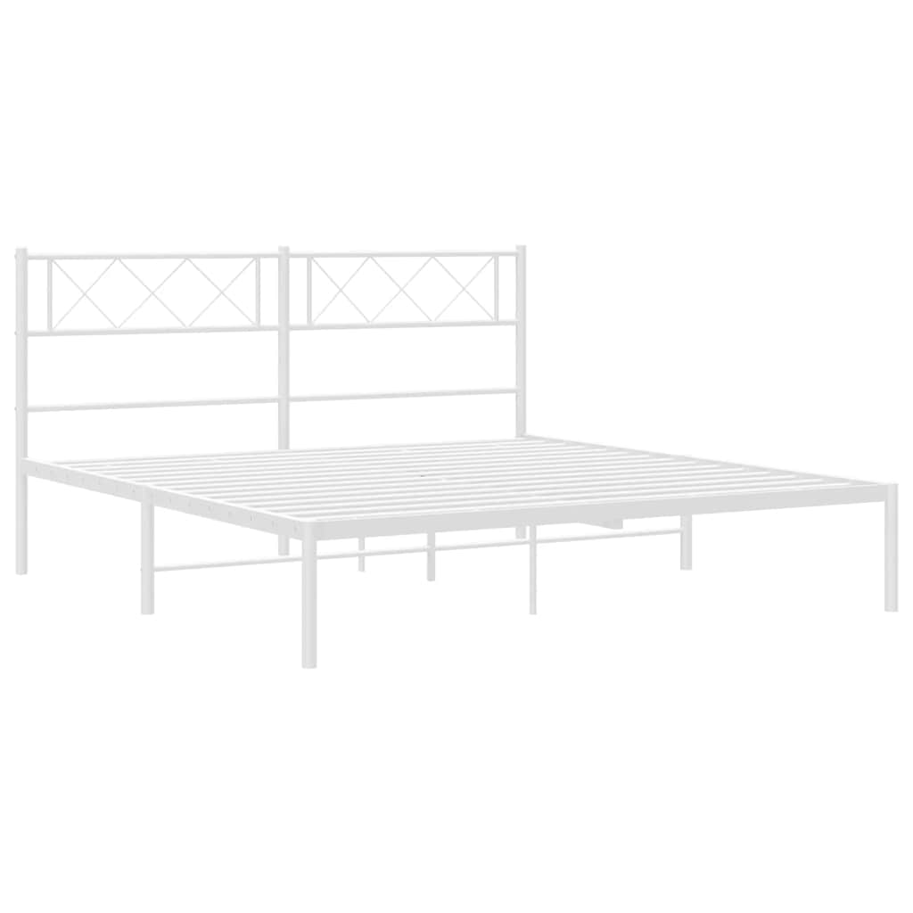 Cadre de lit métal sans matelas et tête de lit blanc 135x190 cm - XIOS