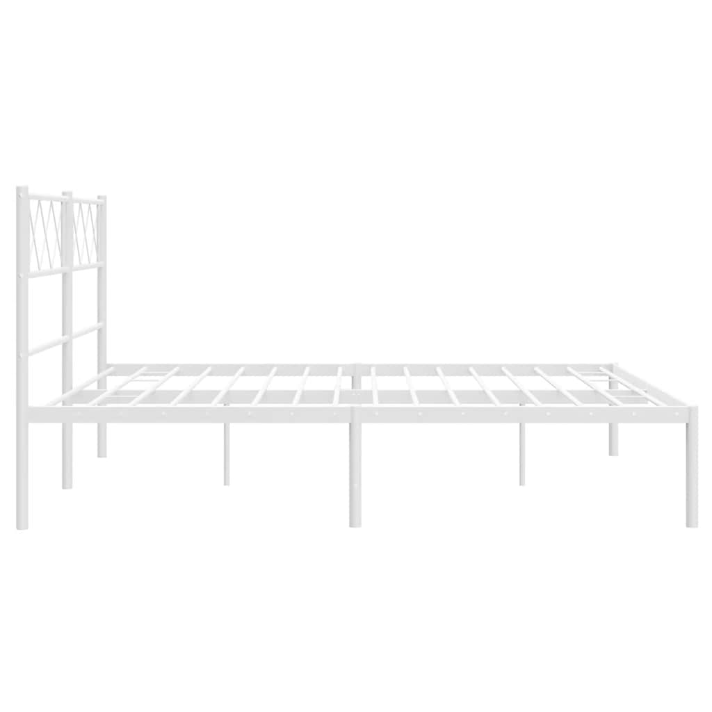 Cadre de lit métal sans matelas et tête de lit blanc 135x190 cm - XIOS