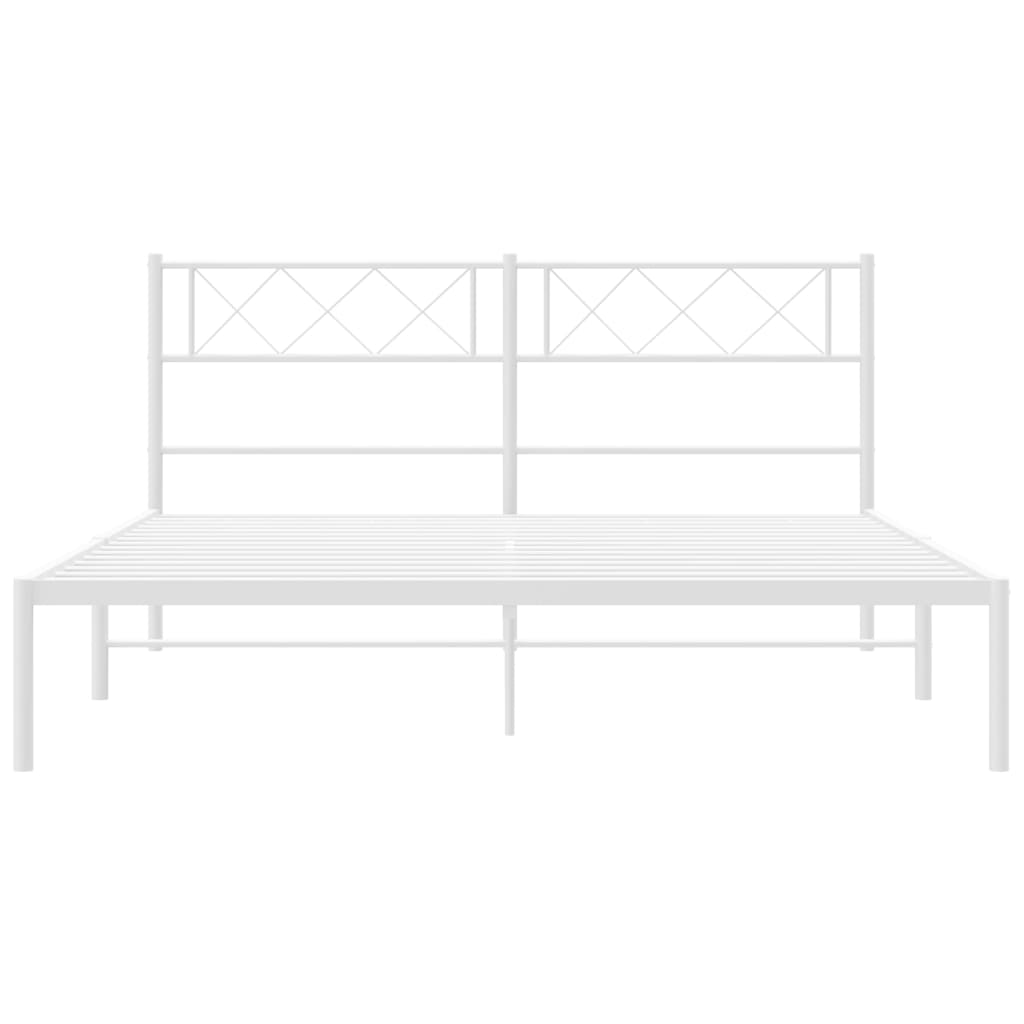 Cadre de lit métal sans matelas et tête de lit blanc 140x200 cm