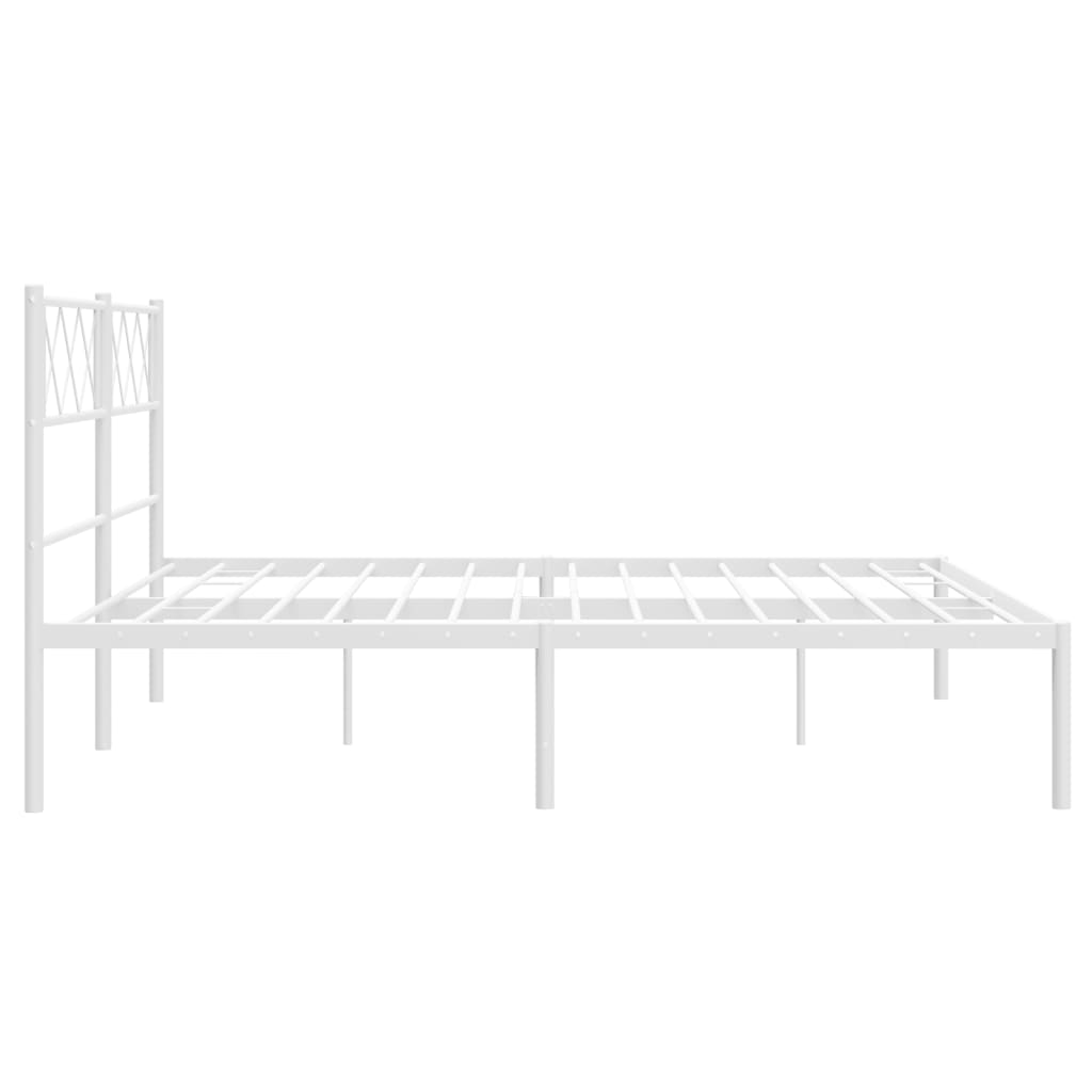 Cadre de lit métal sans matelas et tête de lit blanc 140x200 cm