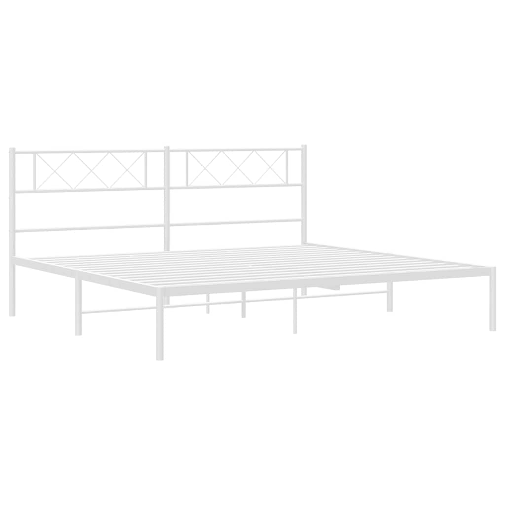 Cadre de lit métal sans matelas et tête de lit blanc 183x213 cm - XIOS