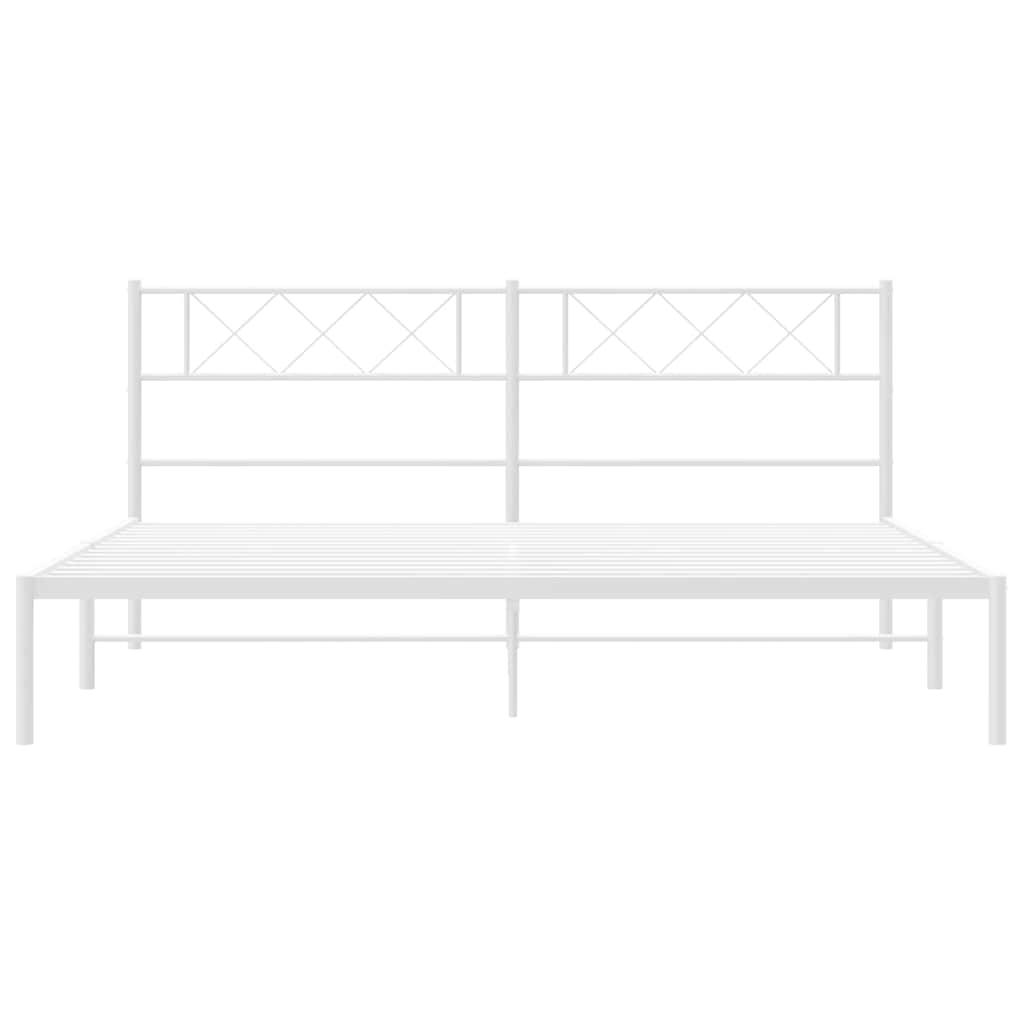 Cadre de lit métal sans matelas et tête de lit blanc 193x203 cm - XIOS