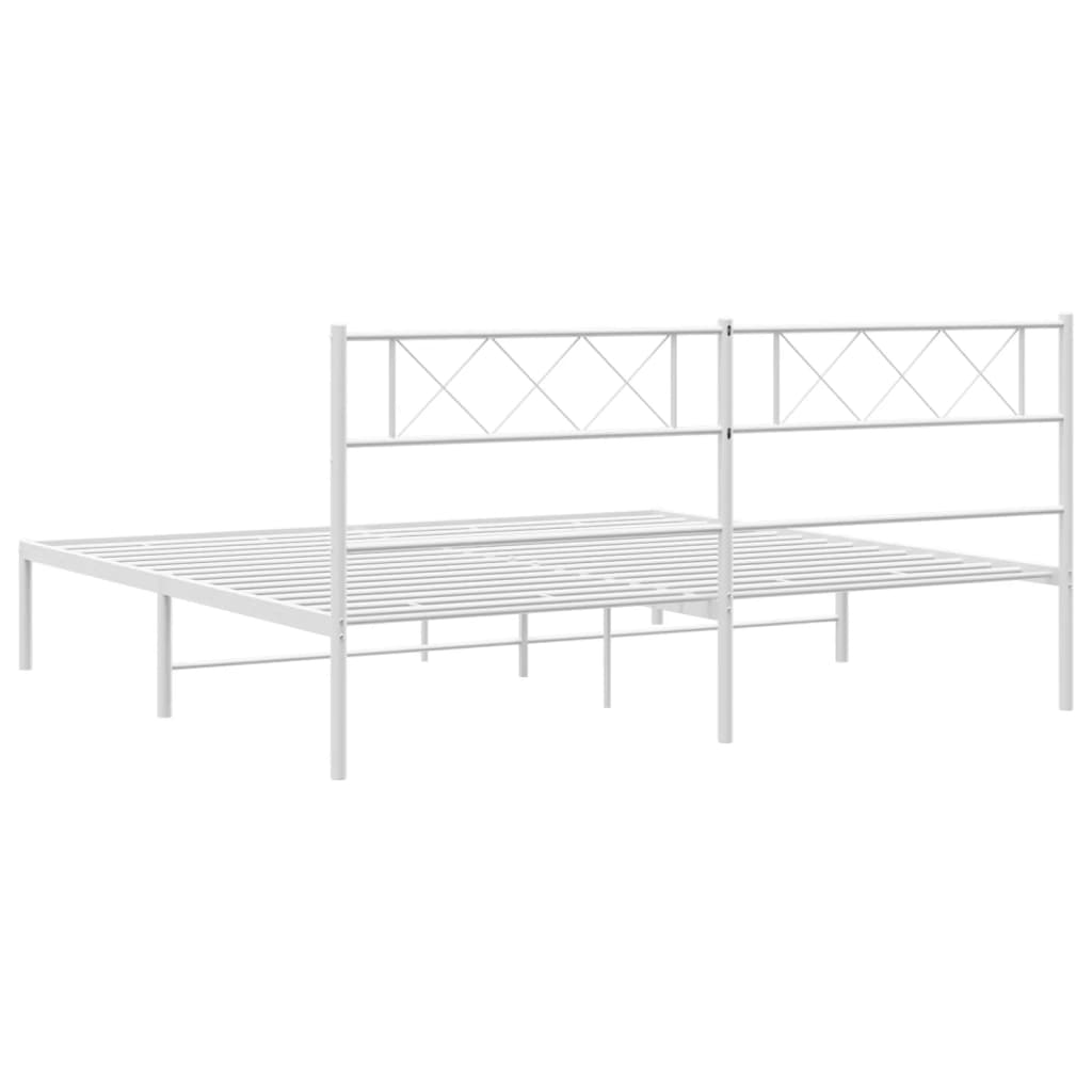 Cadre de lit métal sans matelas et tête de lit blanc 200x200 cm - XIOS