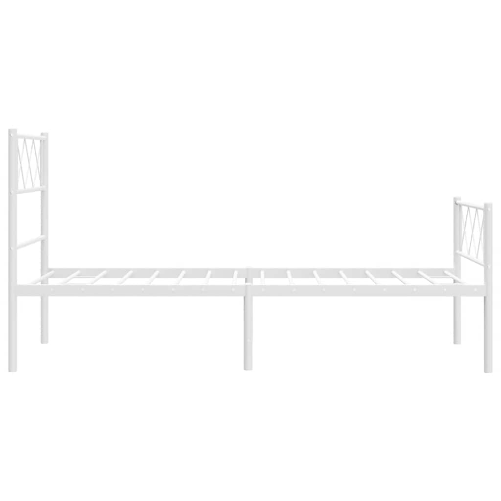 Cadre de lit métal sans matelas et pied de lit blanc 100x190 cm