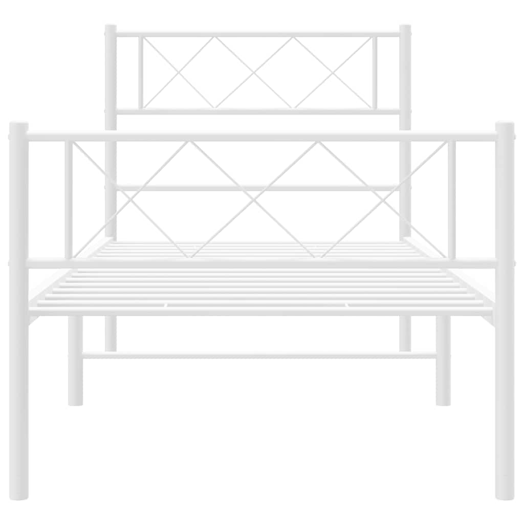 Cadre de lit métal sans matelas et pied de lit blanc 100x200 cm - XIOS