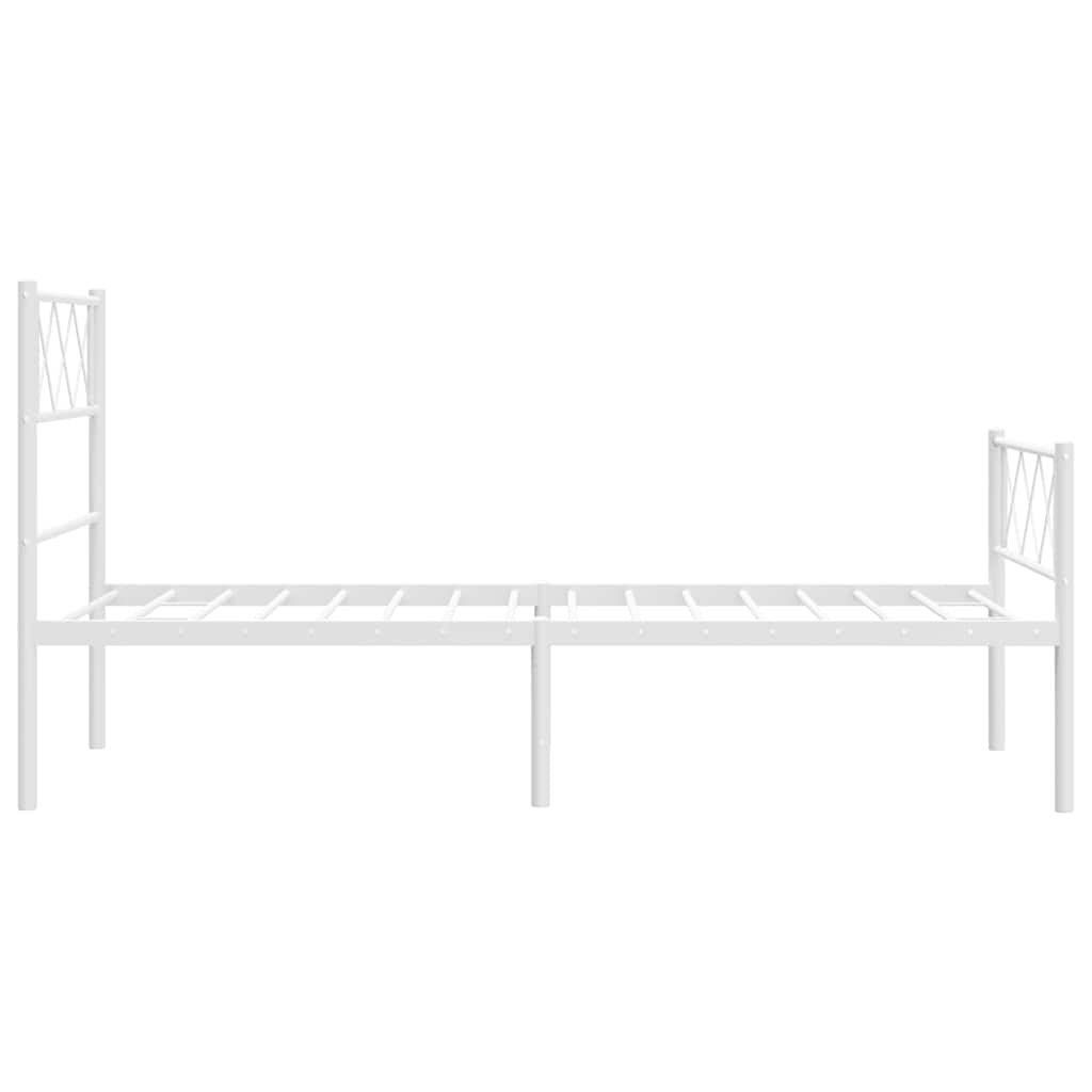 Cadre de lit métal sans matelas et pied de lit blanc 100x200 cm - XIOS