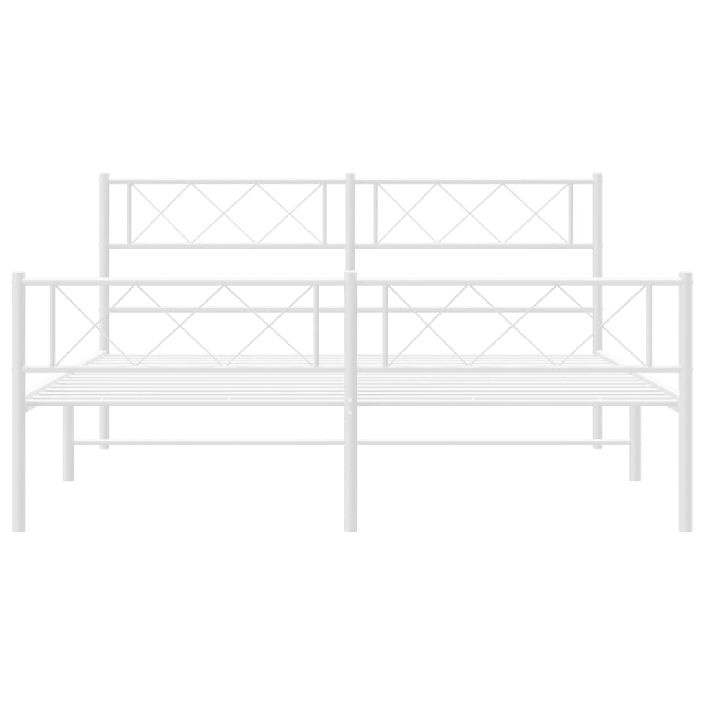Cadre de lit métal sans matelas et pied de lit blanc 140x190 cm - XIOS