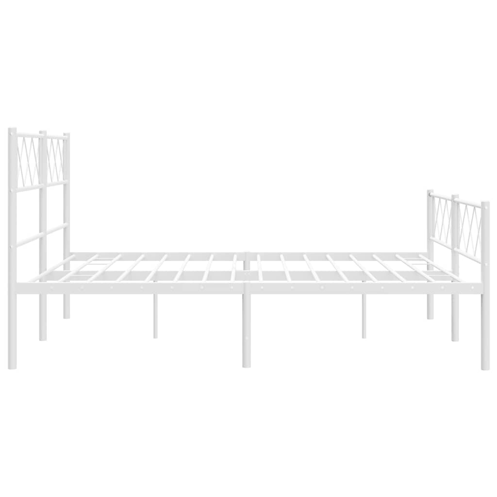 Cadre de lit métal sans matelas et pied de lit blanc 150x200 cm - XIOS