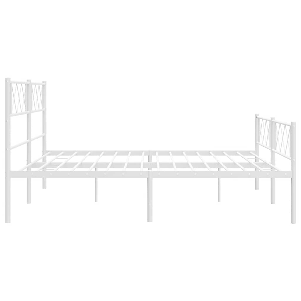 Cadre de lit métal sans matelas et pied de lit blanc 193x203 cm - XIOS