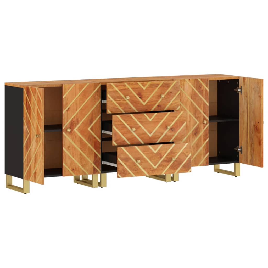 Armoires latérales 3 pcs marron et noir 60x33,5x75 cm - XIOS