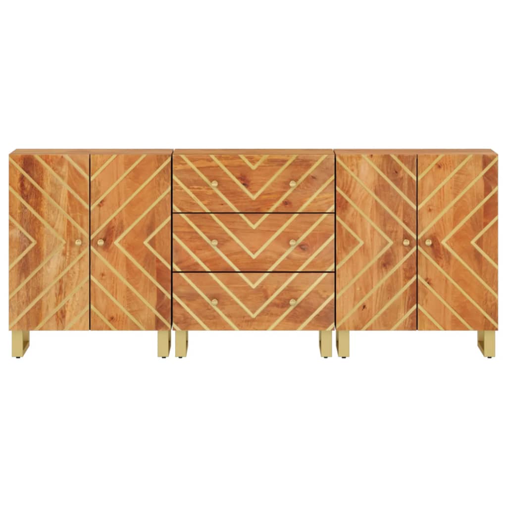 Armoires latérales 3 pcs marron et noir 60x33,5x75 cm - XIOS