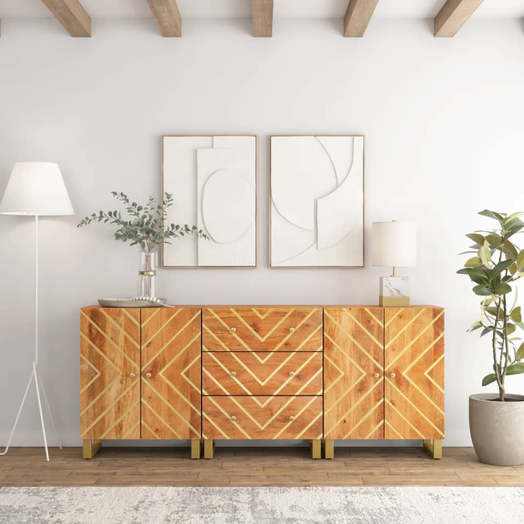 Armoires latérales 3 pcs marron et noir 60x33,5x75 cm - XIOS