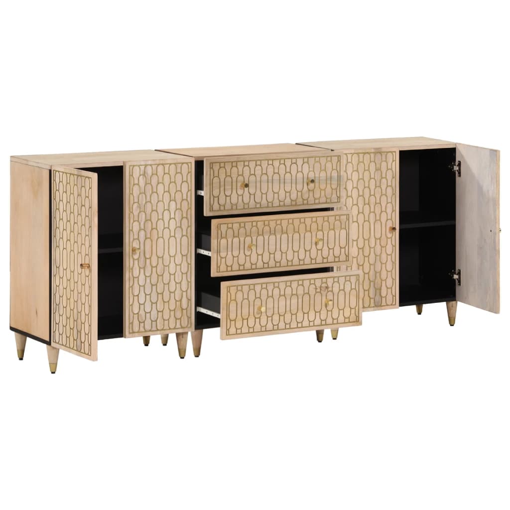 Armoires latérales 3 pcs 60x33x75 cm bois massif de manguier - XIOS