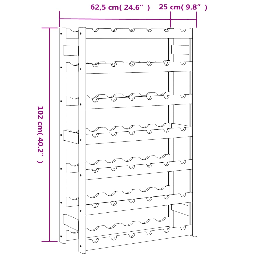 Casier à bouteilles pour 42 bouteilles gris bois pin solide - XIOS