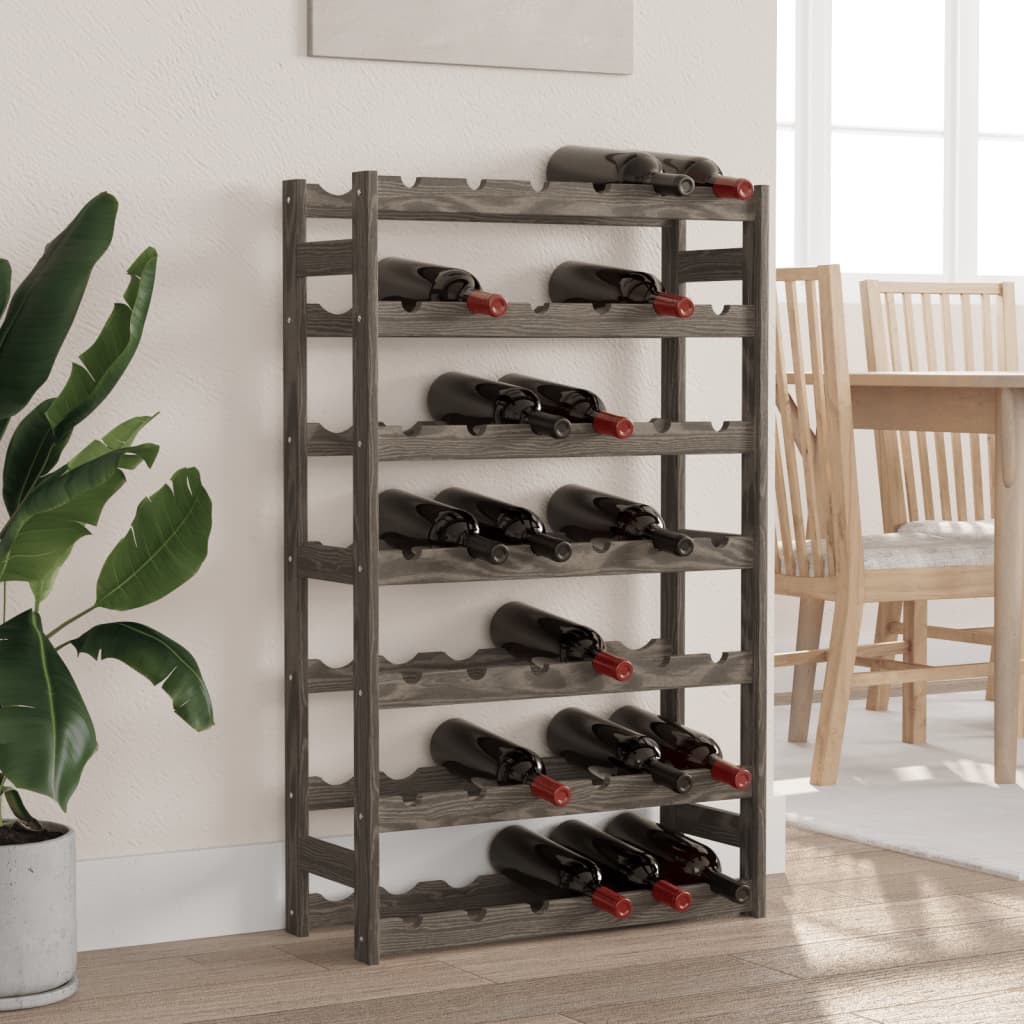 Casier à bouteilles pour 42 bouteilles gris bois pin solide - XIOS
