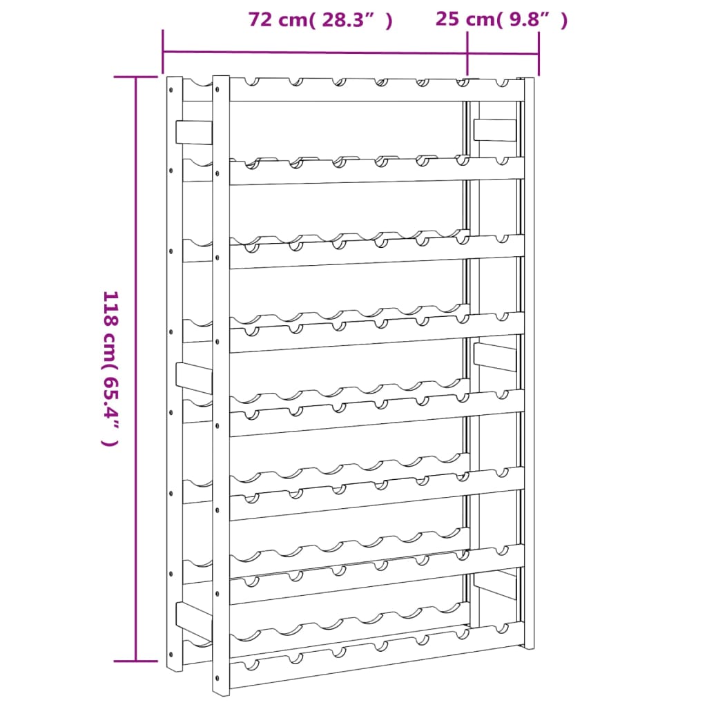 Casier à bouteilles pour 56 bouteilles gris bois pin solide - XIOS