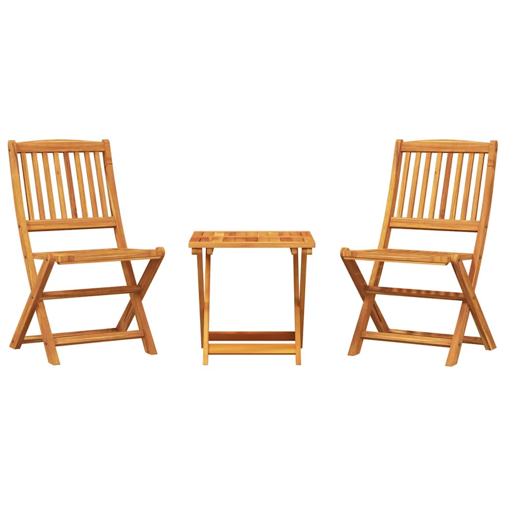 Ensemble à manger de jardin pliable 3 pcs bois d'acacia massif