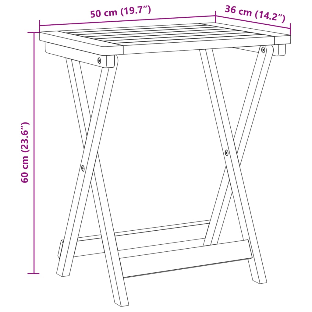 Ensemble à manger de jardin pliable 3 pcs bois d'acacia massif