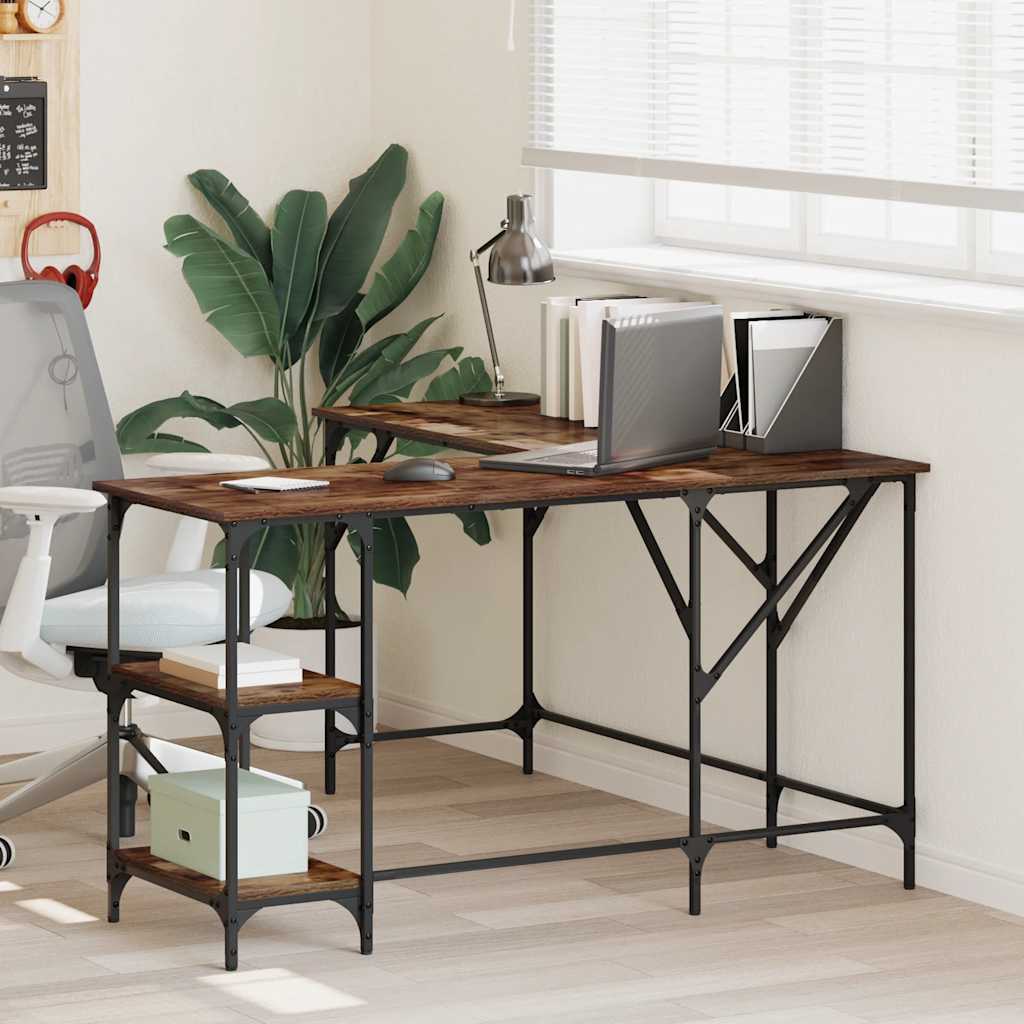 Bureau chêne fumé 139x139x75 cm bois d'ingénierie - XIOS