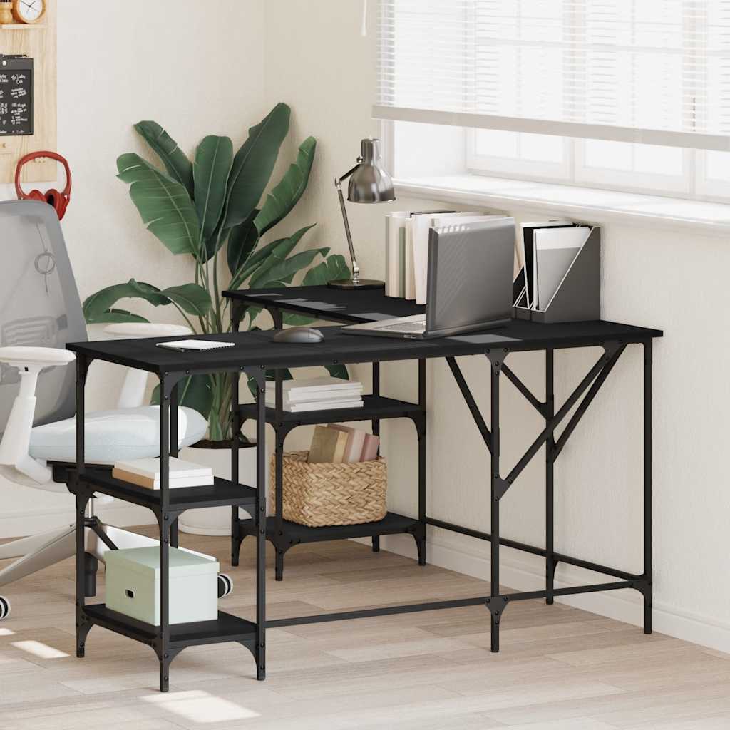 Bureau noir 139x139x75 cm bois d'ingénierie - XIOS