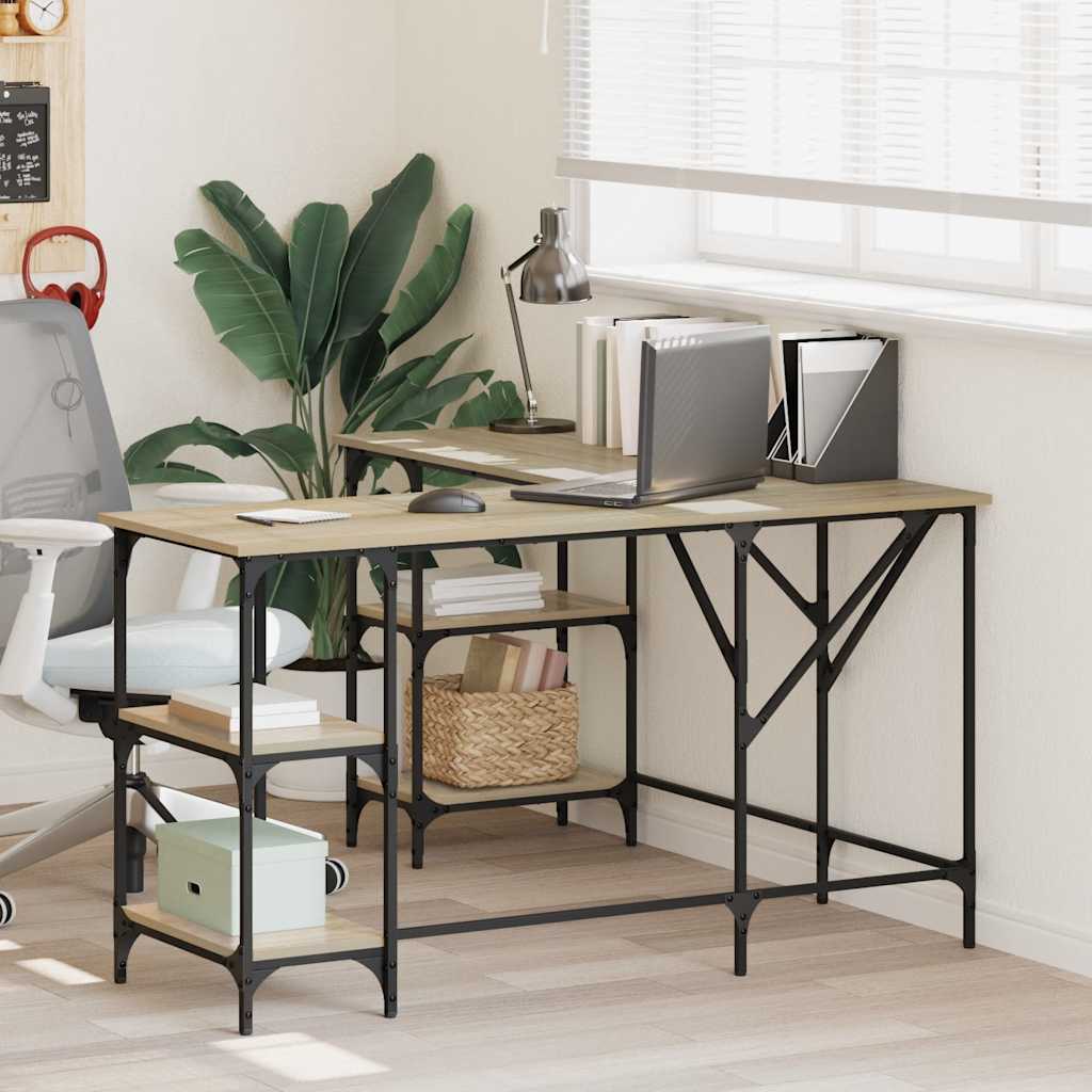Bureau chêne sonoma 139x139x75 cm bois d'ingénierie - XIOS