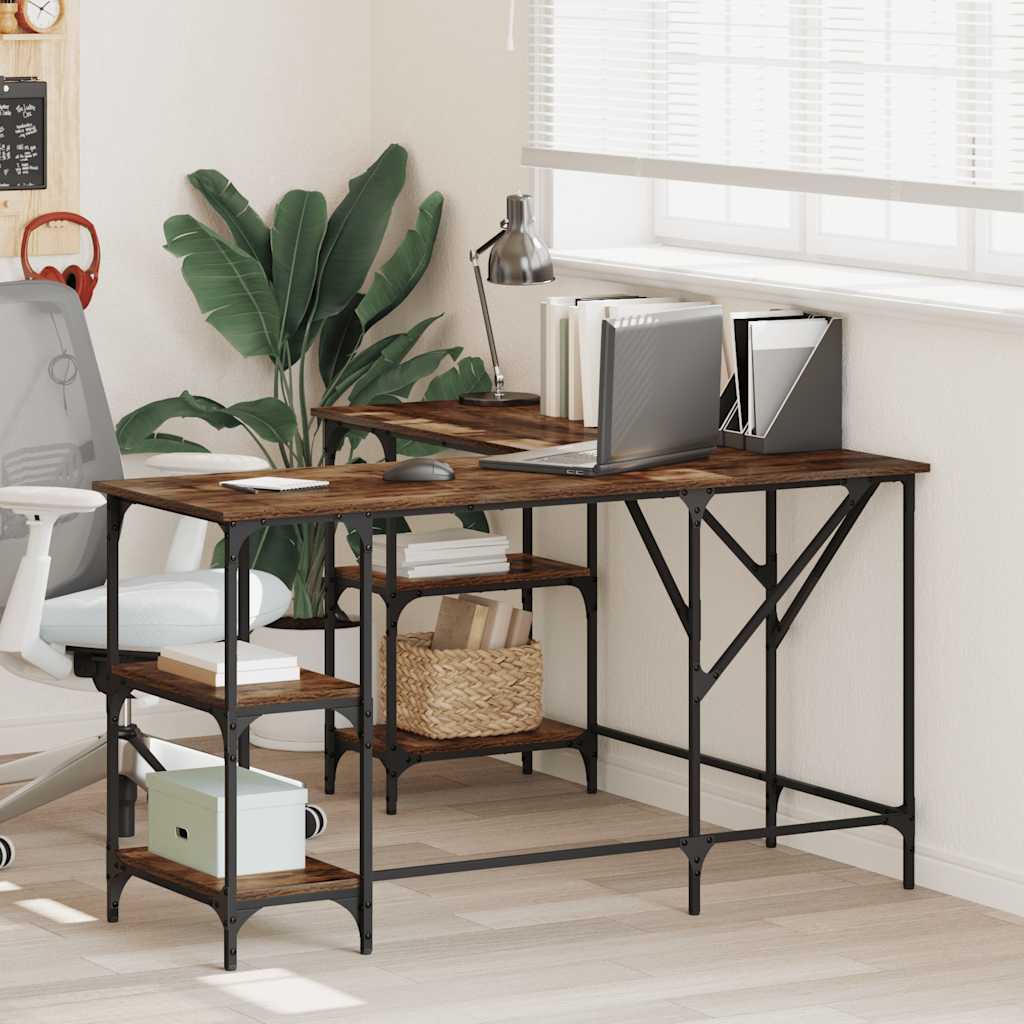 Bureau chêne fumé 139x139x75 cm bois d'ingénierie - XIOS