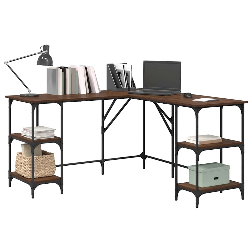 Bureau chêne marron 139x139x75 cm bois d'ingénierie - XIOS