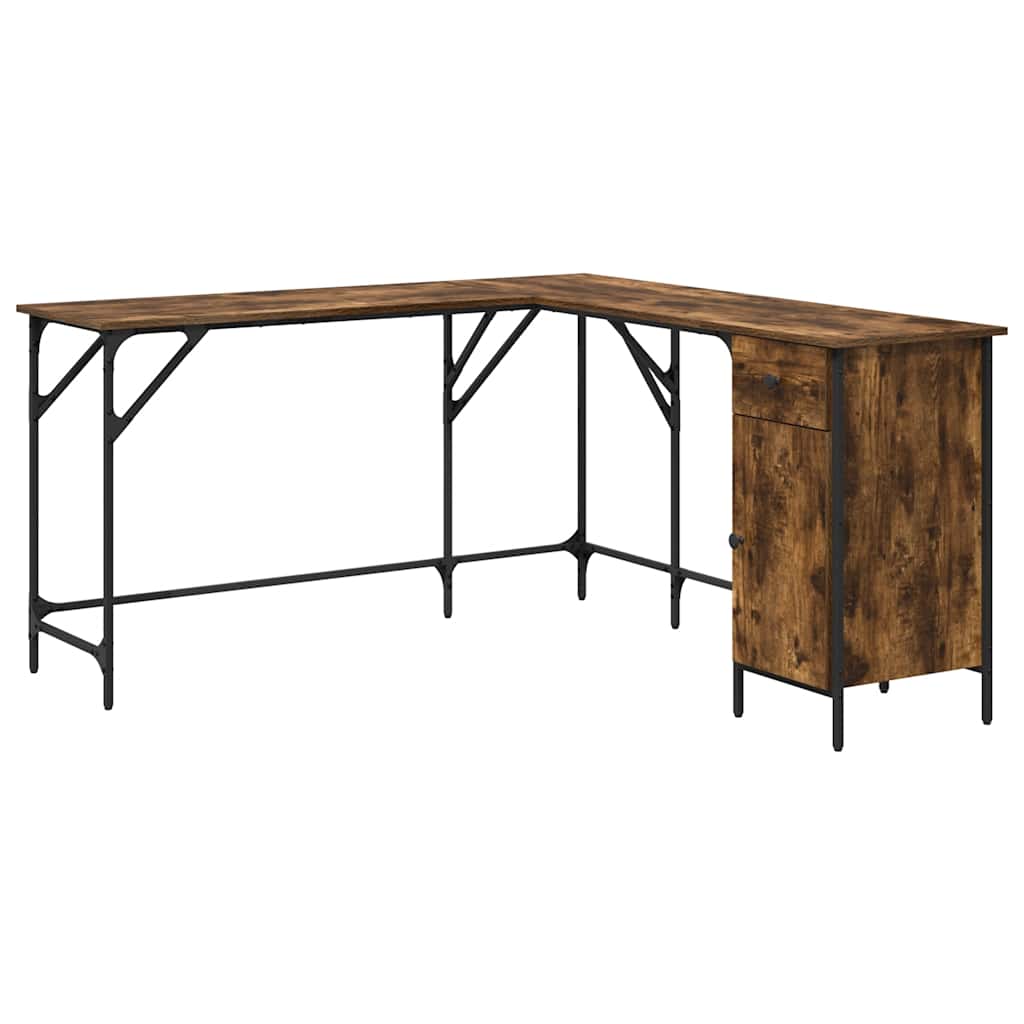 Bureau chêne fumé 141x141x75 cm bois d'ingénierie - XIOS