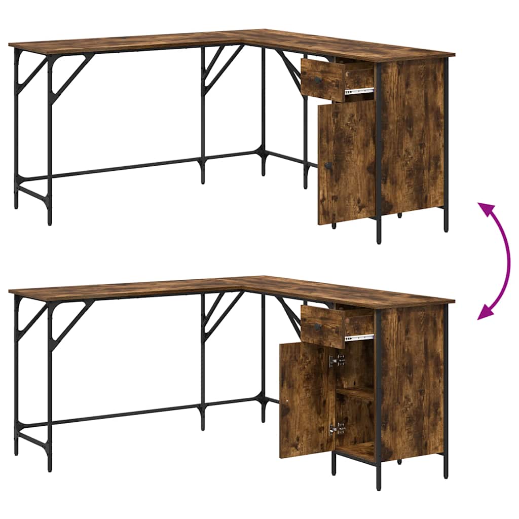 Bureau chêne fumé 141x141x75 cm bois d'ingénierie - XIOS